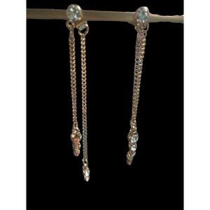 Gold-Tone Drop Earrings With Rhinestone Accents & Chain Detailing